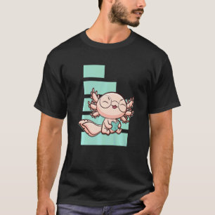 Axolotl Read Book Ambystoma Mexicanum Pearl Walkin T-Shirt