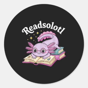 Axolotl readsolotl funny reading cute kawaii classic round sticker