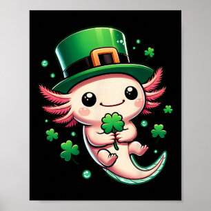 Axolotl Saint Patricks Day Boys Girls Axolotl St P Poster