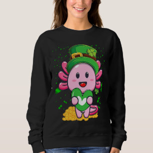 Axolotl Saint Patricks Day Boys Girls Axolotl Sweatshirt