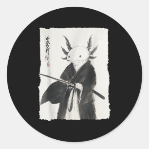 Axolotl Samurai Janpanese Vintage Warrior Art Anim Classic Round Sticker