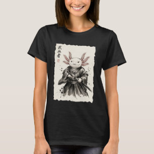 Axolotl Samurai Katana Japanese Ink Art Ukiyo-e Wa T-Shirt