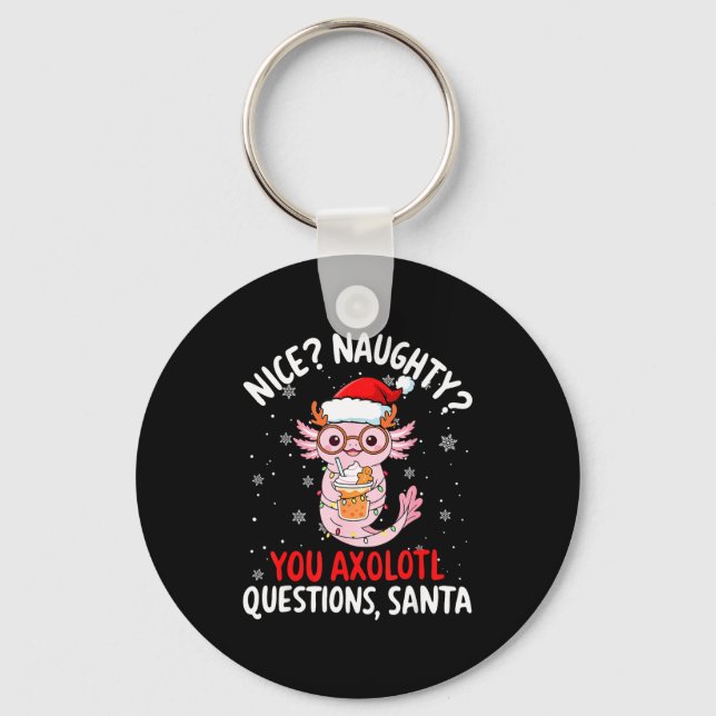 Axolotl Santa Hat Axolotl Questions Christmas Boys Key Ring (Front)