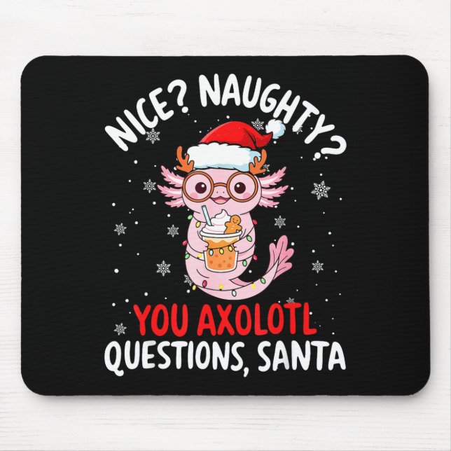 Axolotl Santa Hat Axolotl Questions Christmas Boys Mouse Pad (Front)