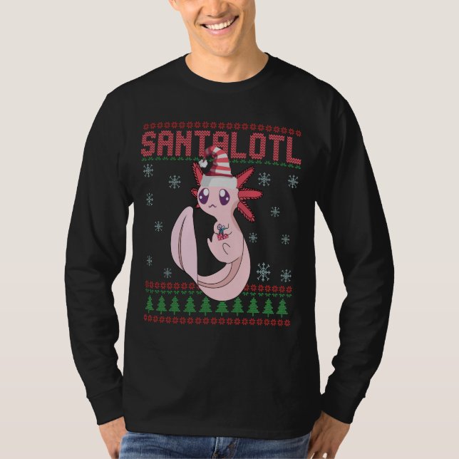 Axolotl Santa Hat Christmas Santalotl Ugly Sweater (Front)