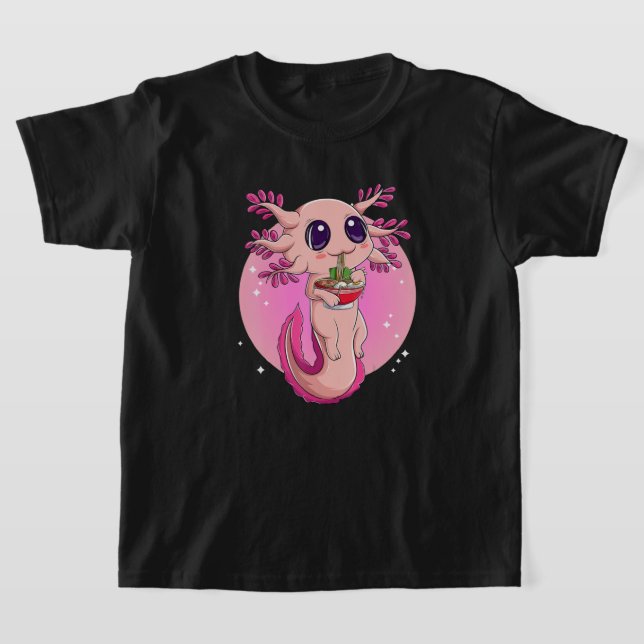 Axolotl Shirt For Women Girls, Japanese Ramen Nood (Laydown)