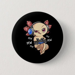 Axolotl Shirt Kids Boys Gamers - Kawaii Video Game 6 Cm Round Badge