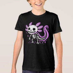 Axolotl Skeleton Drip Funny Spooky Cute Axolotl Tri-Blend Shirt