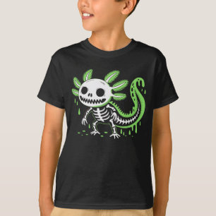 Axolotl Skeleton Drip Halloween Costume Kids T-Shirt