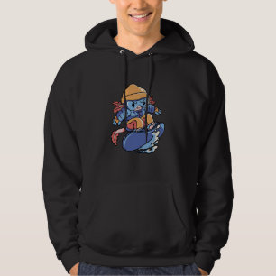 Axolotl Snowboarding Snow Winter Fun Hoodie