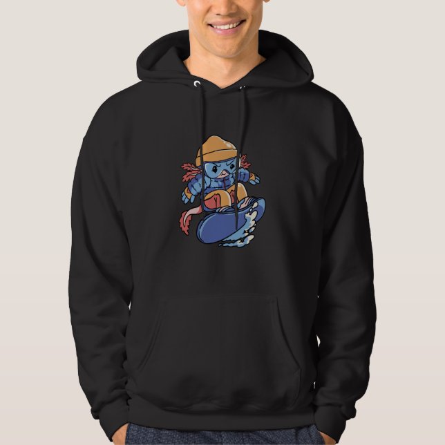 Axolotl Snowboarding Snow Winter Fun Hoodie (Front)