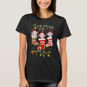Axolotl Socks Christmas Light  Family Pajamas Xmas T-Shirt