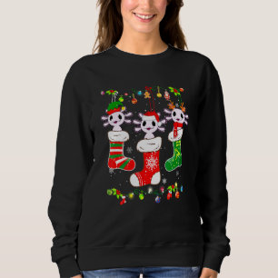 Axolotl Socks Christmas Light  Family Pyjamas Xmas Sweatshirt