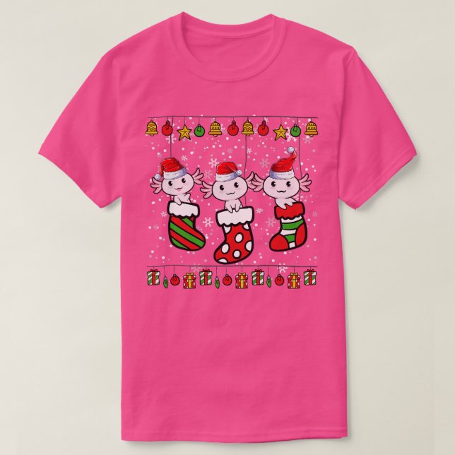 Axolotl Socks Christmas Light Funny Family Pyjamas T-Shirt (Design Front)