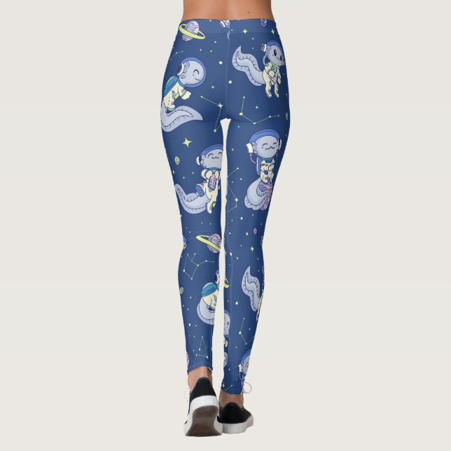 Axolotl Spaceman Pattern  Leggings (Back)
