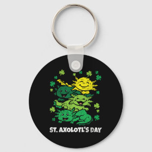 Axolotl St Patricks Day Cute Animal Shamrock Clove Key Ring