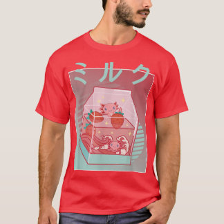 Axolotl Strawberry Milk cottage core Kawaii Japan  T-Shirt