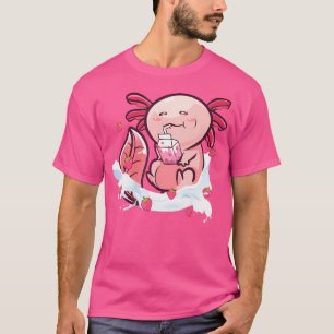 Axolotl Strawberry Milk Funny Amphibian Salamander T-Shirt