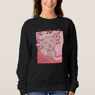 Axolotl Strawberry Milk Retro Kawaii Japan Axolotl Sweatshirt