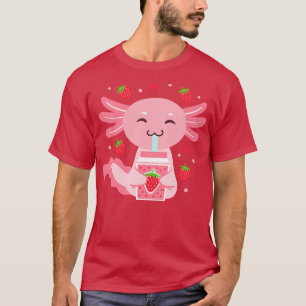 Axolotl Strawberry Milk Shake Kawaii T-Shirt
