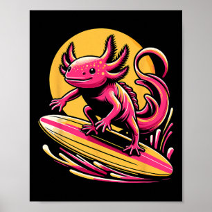 Axolotl Surfing Apparel Surfboard Surf Surfer For  Poster