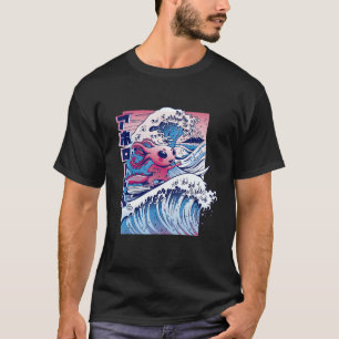 Axolotl Surfing Great Wave Japanese Art Mashup Gra T-Shirt