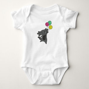 Axolotl Sweet Animal Flies With Balloons Up Baby Bodysuit