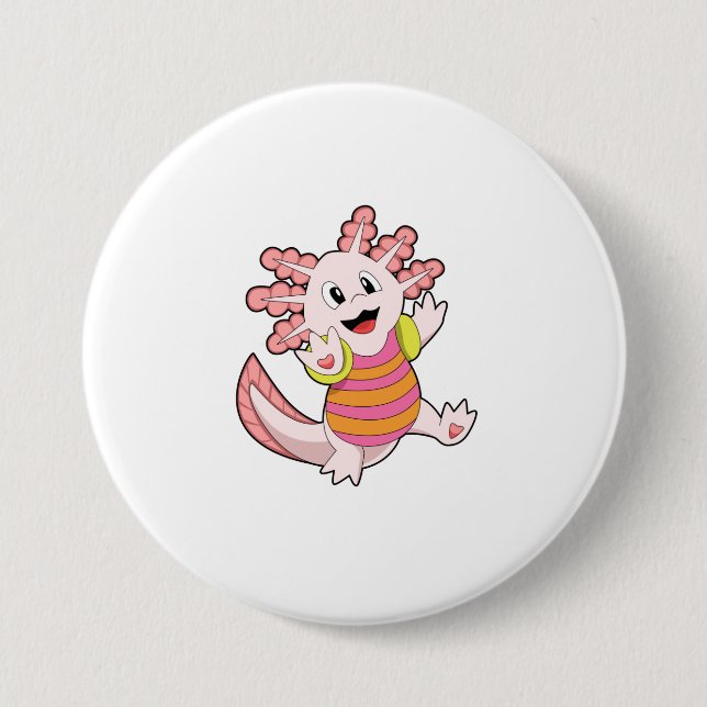 Axolotl Swimming 7.5 Cm Round Badge (Front)