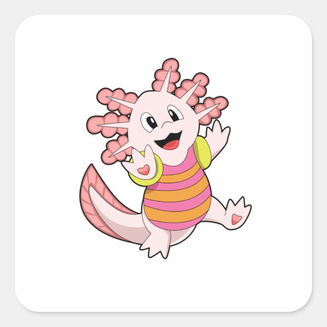 Axolotl Swimming Square Sticker (Front)
