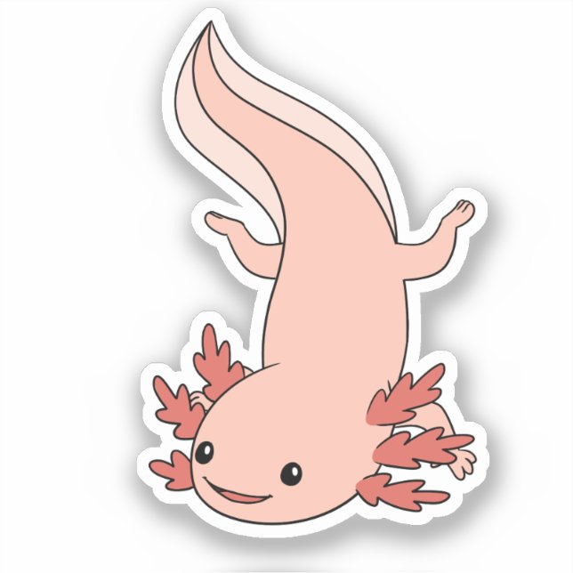 Axolotl Swimming Straight Down Sticker (Front)