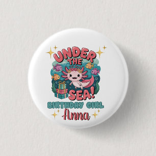 Axolotl Under the Sea Birthday Girl Cute Ocean 3 Cm Round Badge