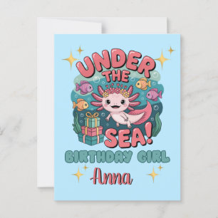 Axolotl Under the Sea Birthday Girl Cute Ocean Postcard