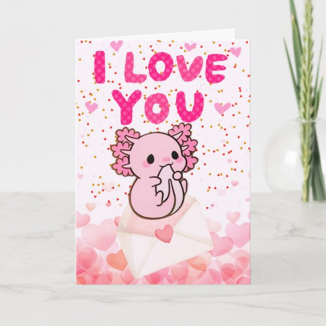 Axolotl valentines day cards (Front)
