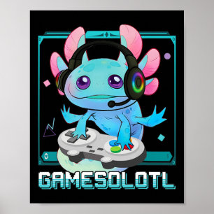 Axolotl Video Gamer Kawaii Pastel Goth Cute Anime  Poster