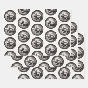 Axolotl Vintage Illustration Wrapping Paper Sheet