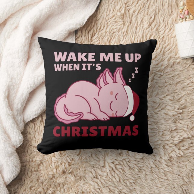 Axolotl Wake Me Up When It's Christmas Throw Pillo Cushion (Blanket)