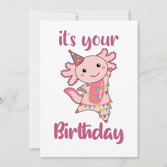 Axolotl Wishes Happy Birthday To You Axolotls Adul Invitation (Front)