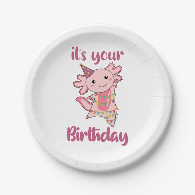 Axolotl Wishes Happy Birthday To You Axolotls Adul Paper Plate (Front)