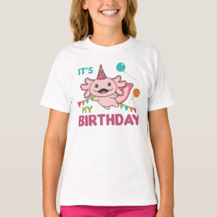 Axolotl Wishes It's My Birthday Cute Axolotls T-Sh T-Shirt