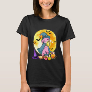 Axolotl Witch Pumpkin Axolotl Halloween Costume Ki T-Shirt