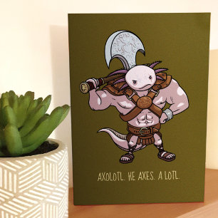Axolotl With An Axe Gladiator Warrior Artwork Card