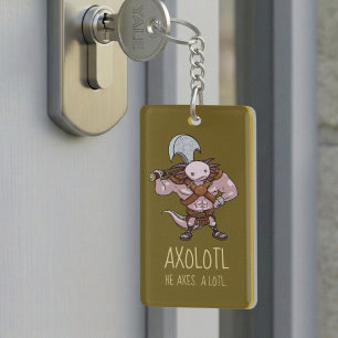 Axolotl With An Axe Gladiator Warrior Artwork Key Ring