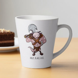 Axolotl With An Axe Gladiator Warrior Artwork Latte Mug