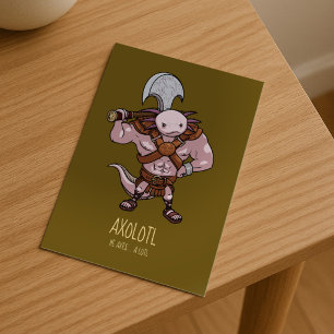 Axolotl With An Axe Gladiator Warrior Artwork Postcard