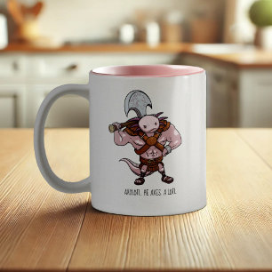 Axolotl With An Axe Gladiator Warrior Artwork Two-Tone Coffee Mug