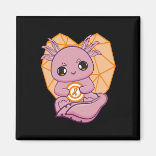 Axolotl With Orange Ribbon For Leukaemia Awareness Magnet