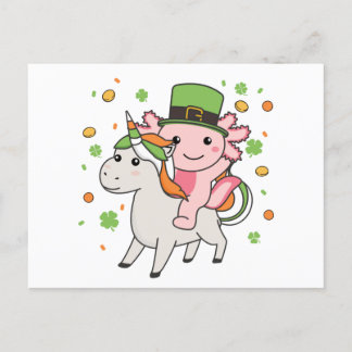 Axolotl With Unicorn St. Patrick's Day Ireland Pos Postcard