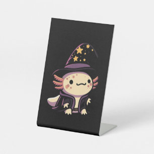 Axolotl Wizard - Fantasy Pet Pedestal Sign