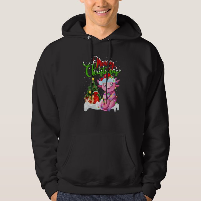 Axolotl  Xmas Decorations Santa Axolotl Christmas Hoodie (Front)