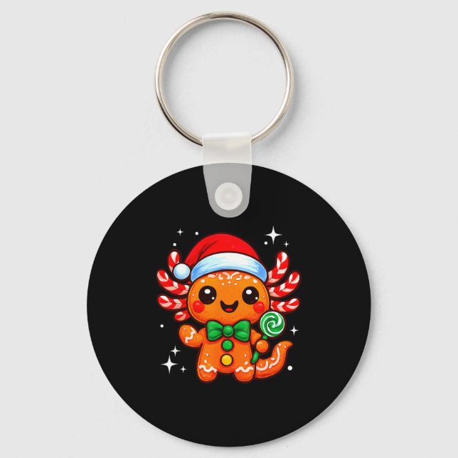 Axolotl Xmas Hat Santa Cute Funny Christmas Pajama Key Ring (Front)
